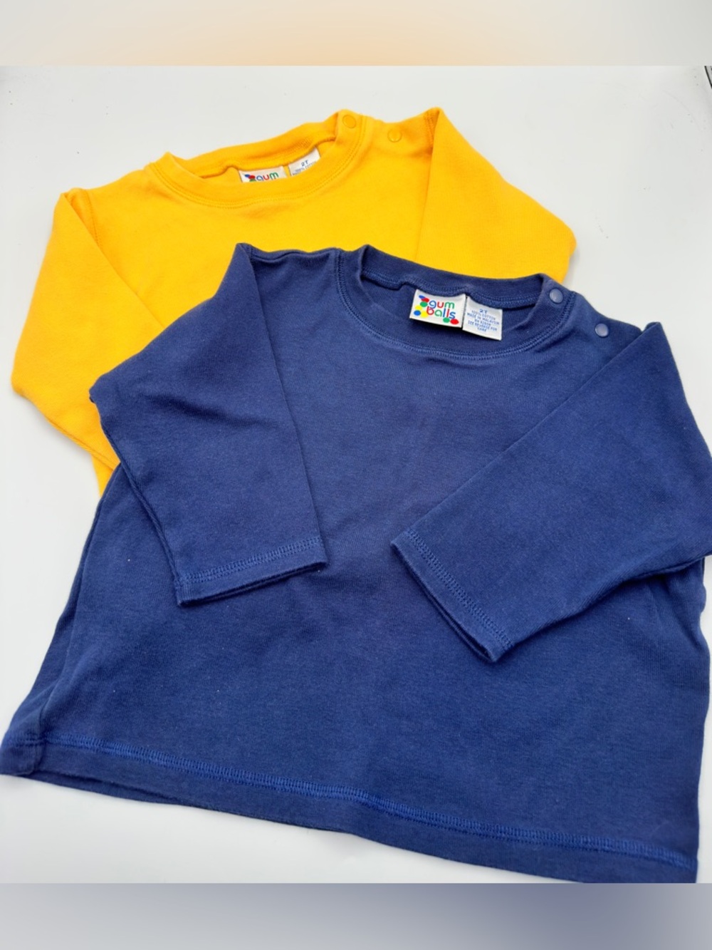 Vintage Gum Balls Set Of Two Long Sleeve Layering Shirts Blue And Yellow Size 2T